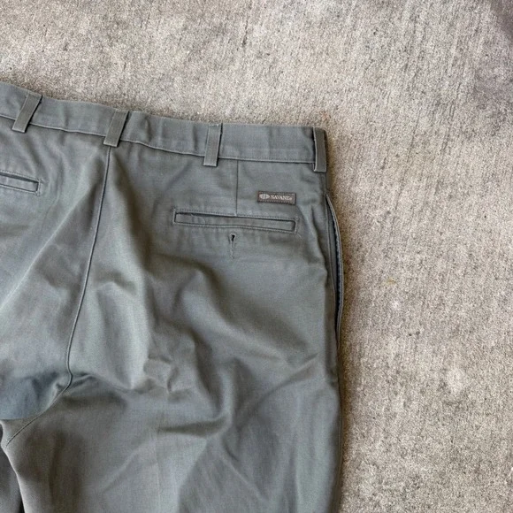 Savane Mens Olive Green Flat Front Chino Pants 100% Cotton 35x32 Straight Leg - Picture 10 of 10